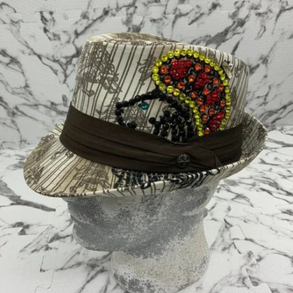 Men's Fedora Rebel Spirit Brown | Tan | Multicolor Rhinestones Lion King NWT